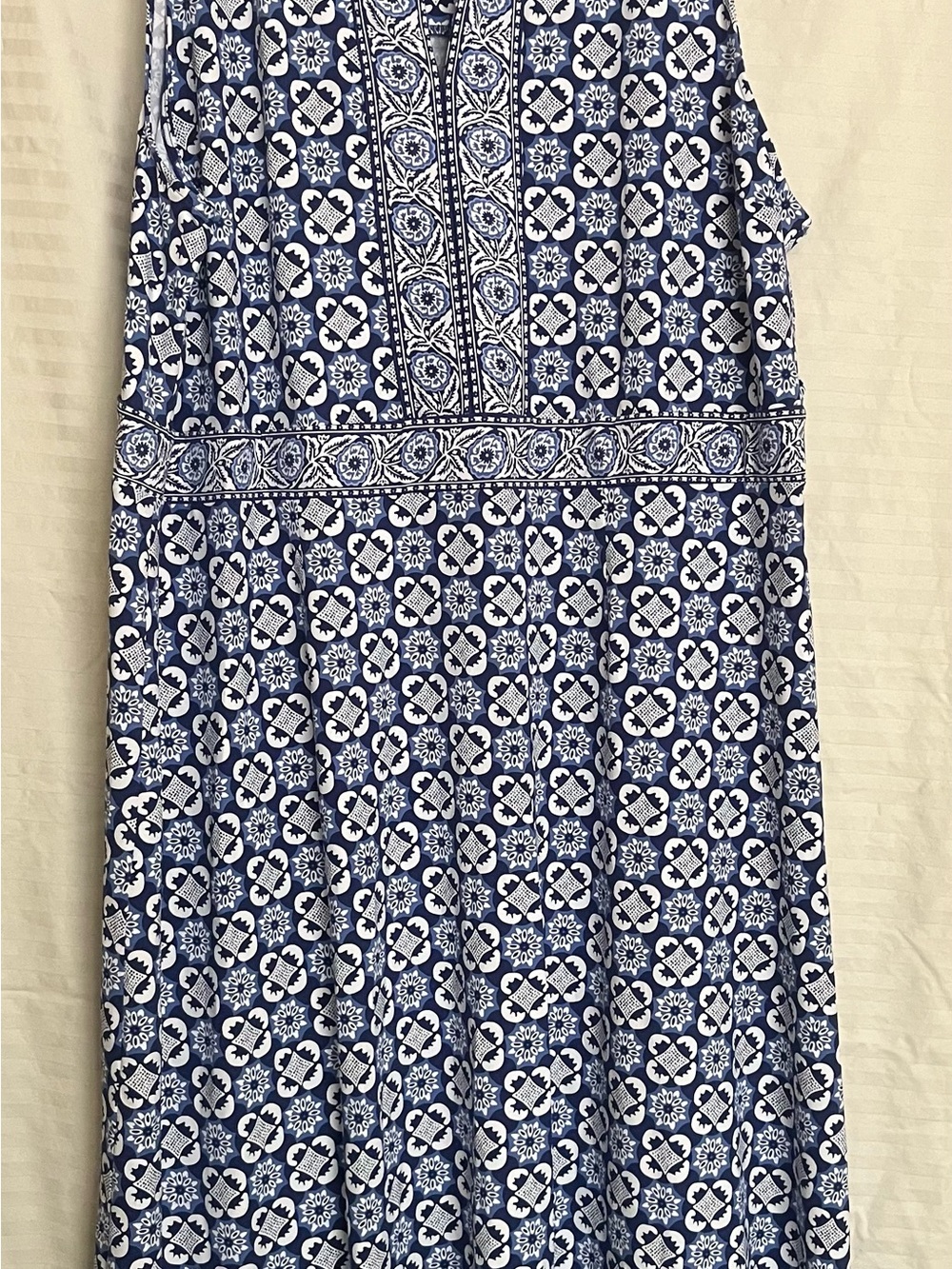 Talbots Blue and White Sleeveless Maxi Dress